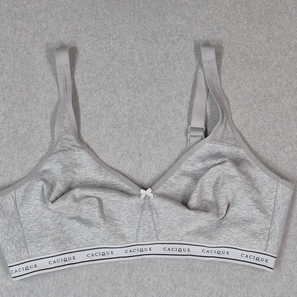 Cacique Women Bra 48D Gray Unlined Full Coverage No Wire